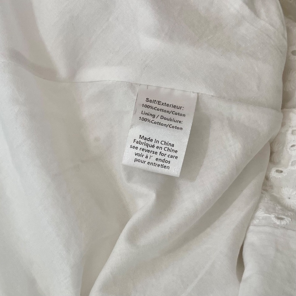 CAROLINE CONSTAS Bel Buttoned Cotton Mini Dress White Eyelet Bridal Shower Small - Picture 14 of 16